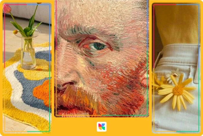 Estética del arte azada: pintura y flores de Van-Gogh.