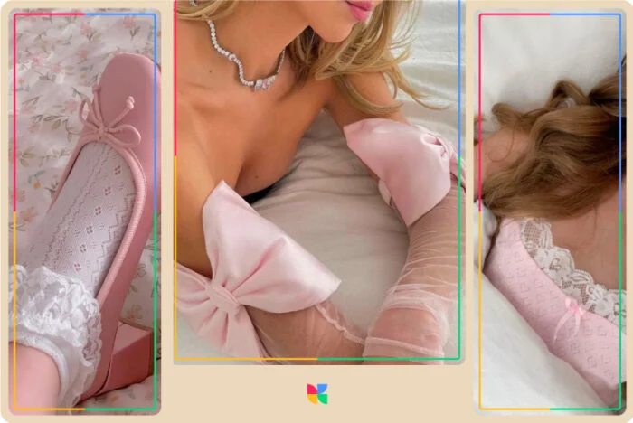 ピンクの要素を持つ女の子のためのコケットのような美的スタイリングの詳細