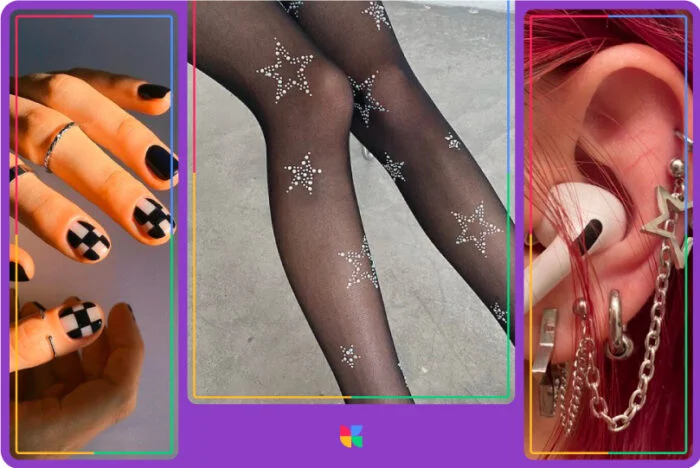 Detalles estéticos de e-girl: uñas, estrellas.