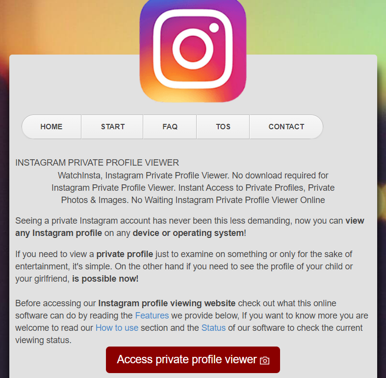 Penampil profil Instagram pribadi