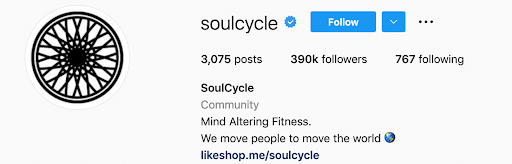 Soul Cycle Instagram biyografisi