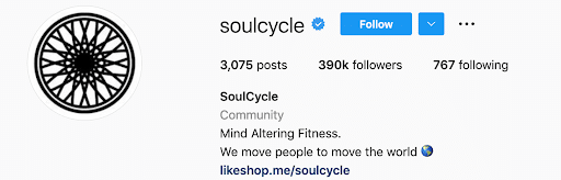 Soul Cycle Instagramプロフィール