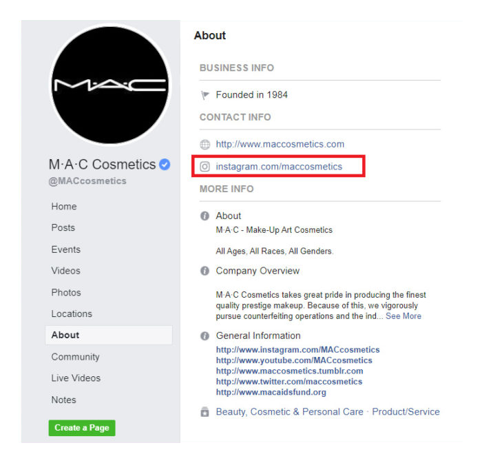 Promozione mac instagram tramite facebook