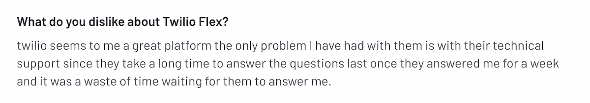 Ulasan pelanggan negatif Twilio Flex
