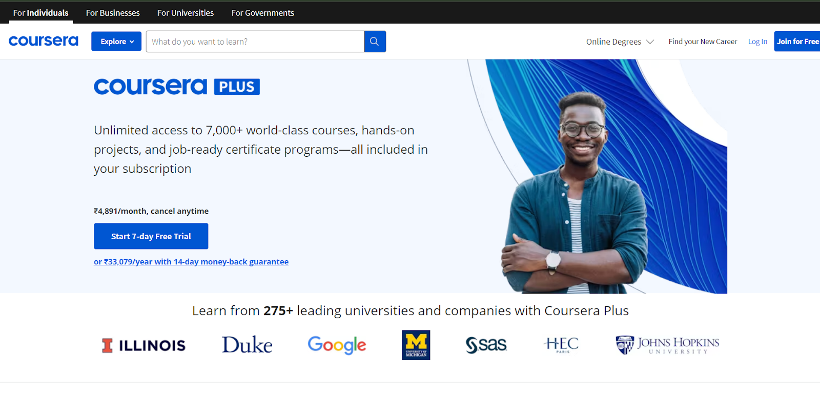 Coursera ランディング ページ: Coursera の SEO コース