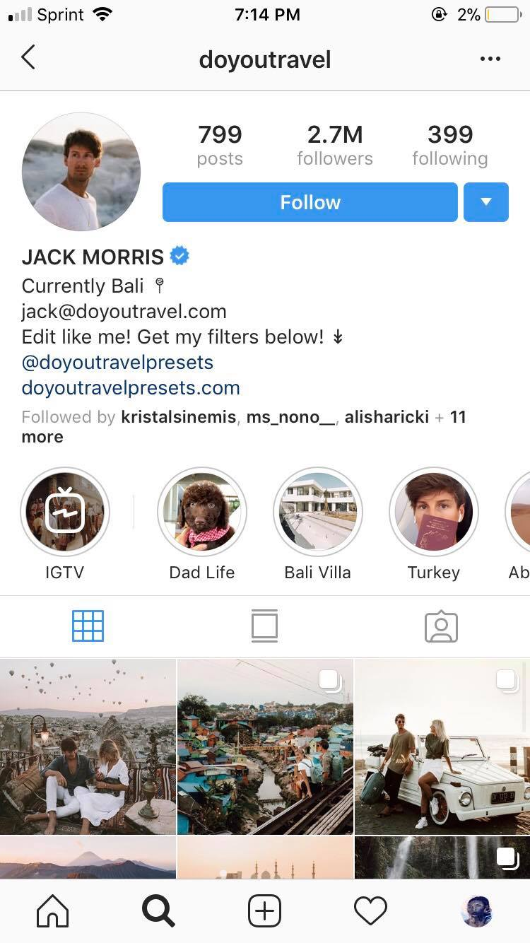 podróżniczy Instagram Jack Morris