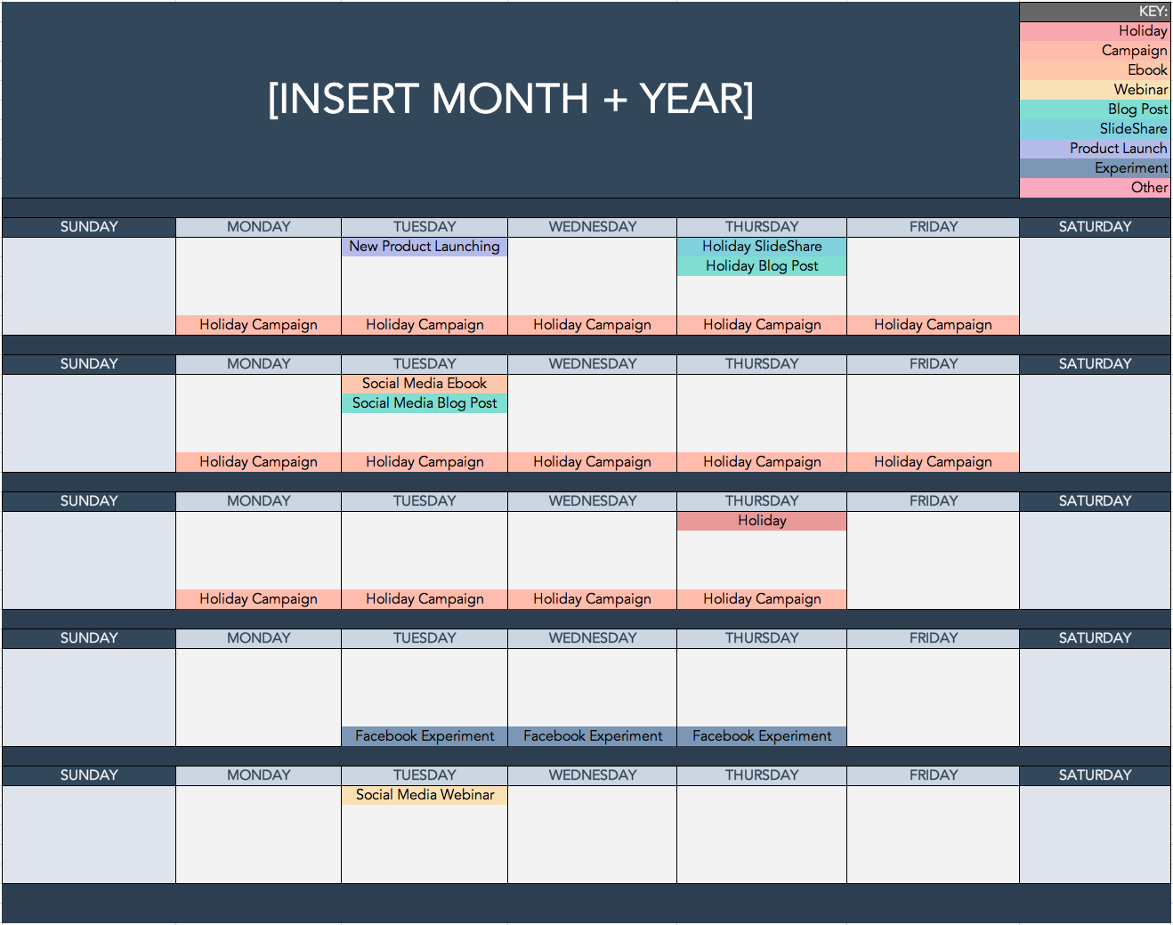 hubspot del calendario de contenido de instagram