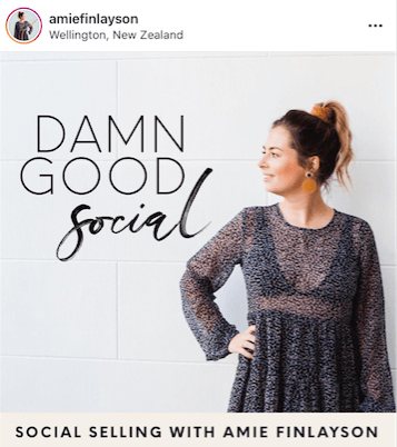 Instagram d'Amie Finlayson sur la vente sociale et comment augmenter les abonnés Instagram