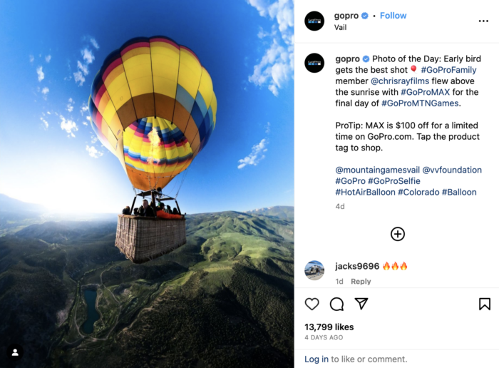 konten buatan pengguna di contoh instagram oleh gopro