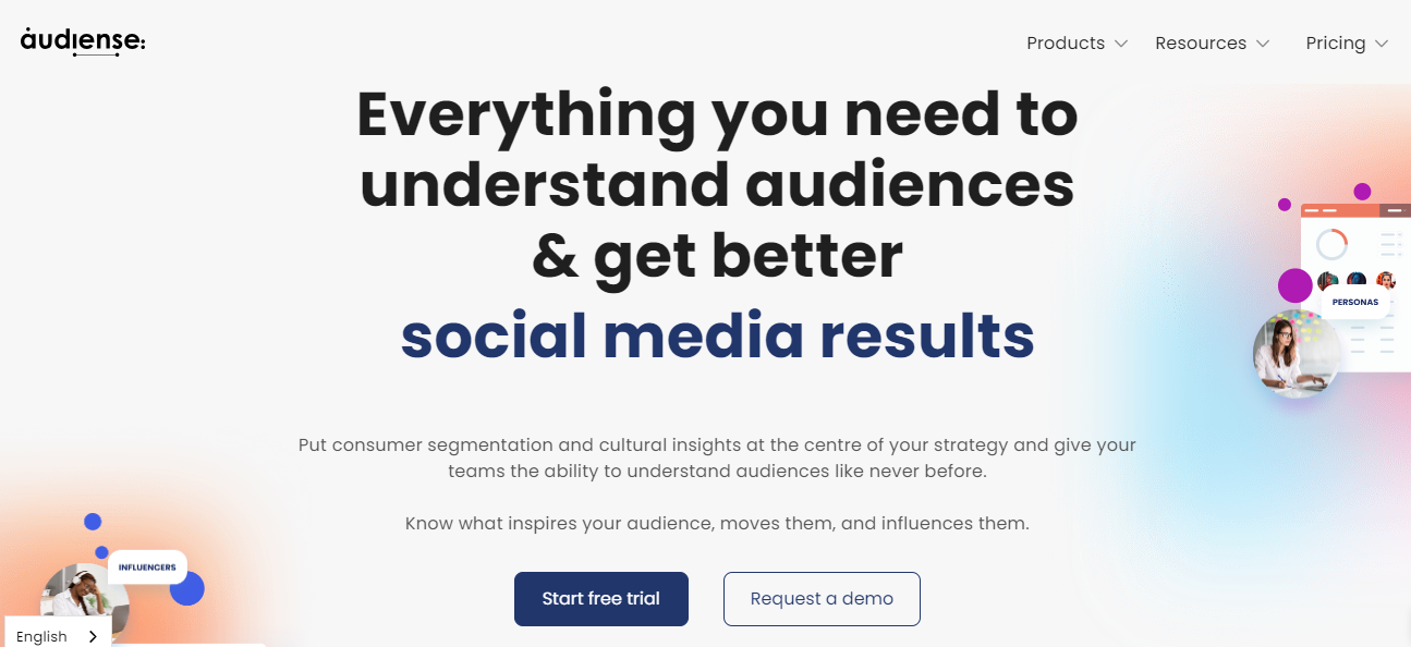 Strumenti di social media AI: home page di Audiense