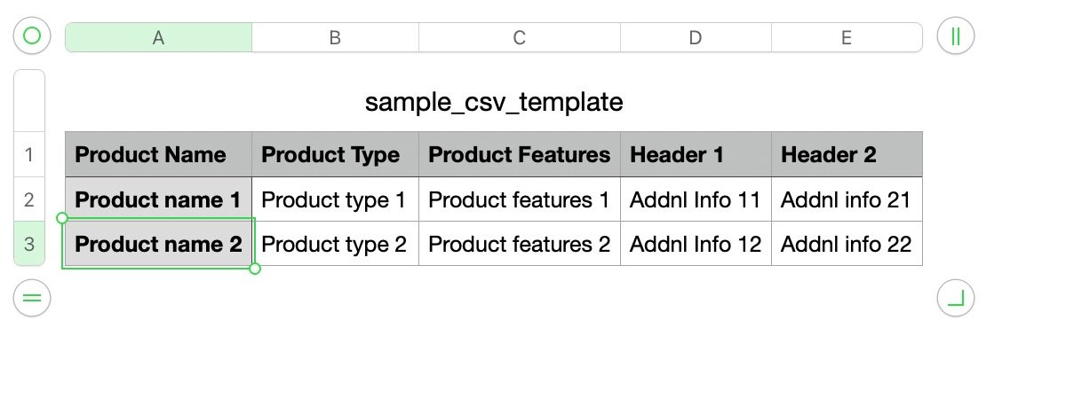 CSV 文件模板