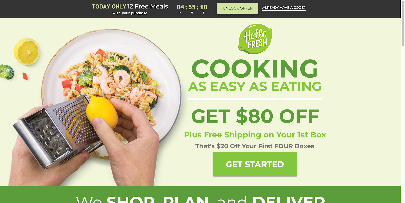 HelloFresh arriba del pliegue