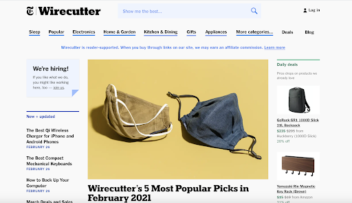 亚马逊联盟计划网站：Wirecutter 主页