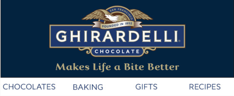 Esempio di intestazione della newsletter di cioccolato Ghirardelli