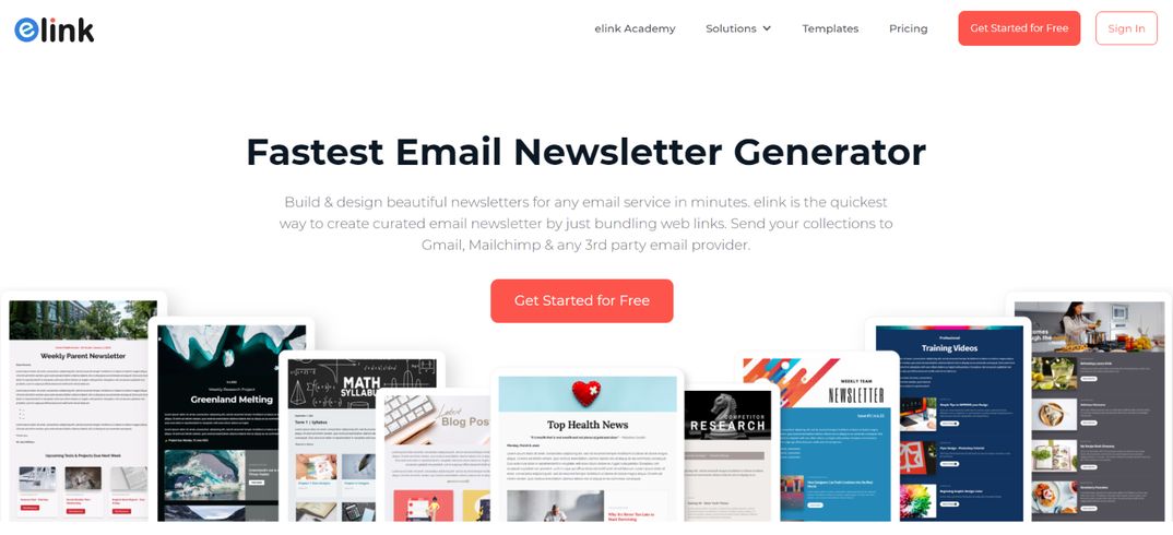 Elink.io: newsletter via e-mail