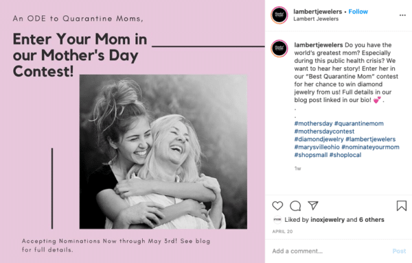 ランバートジュエラーズからの母の日のInstagramノミネートコンテスト