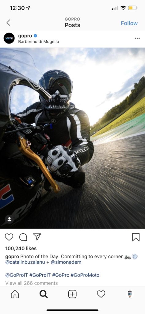 Instagramのビジネスプロフィールのバイクレーサー