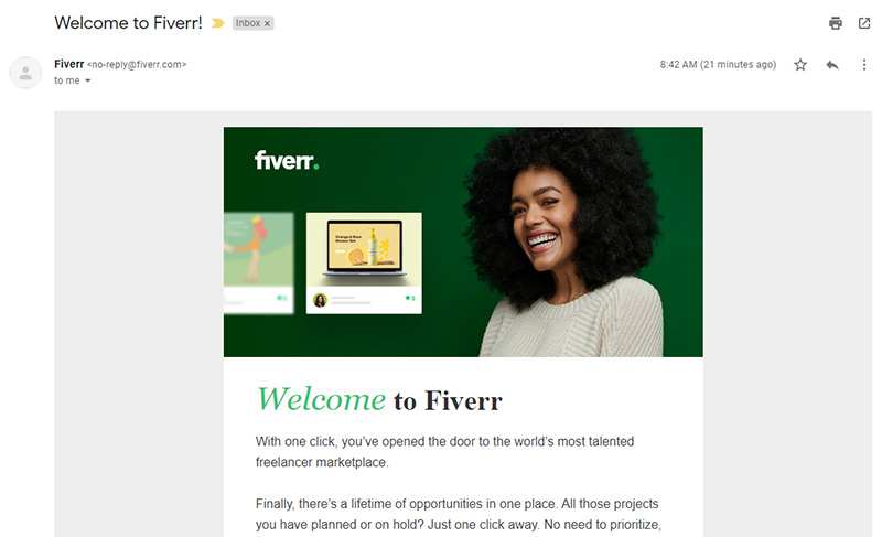 Fiverr 웹 페이지