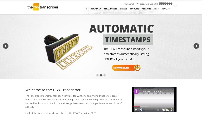 FTWトランスクリプトのウェブサイトのスクリーンショット