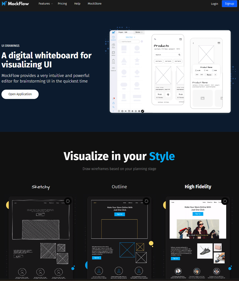 Mockflow açılış sayfası