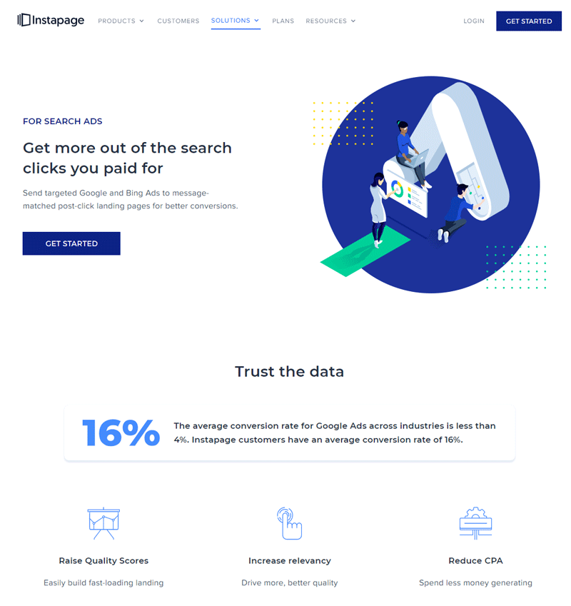 หน้า Landing Page ของ Instapage