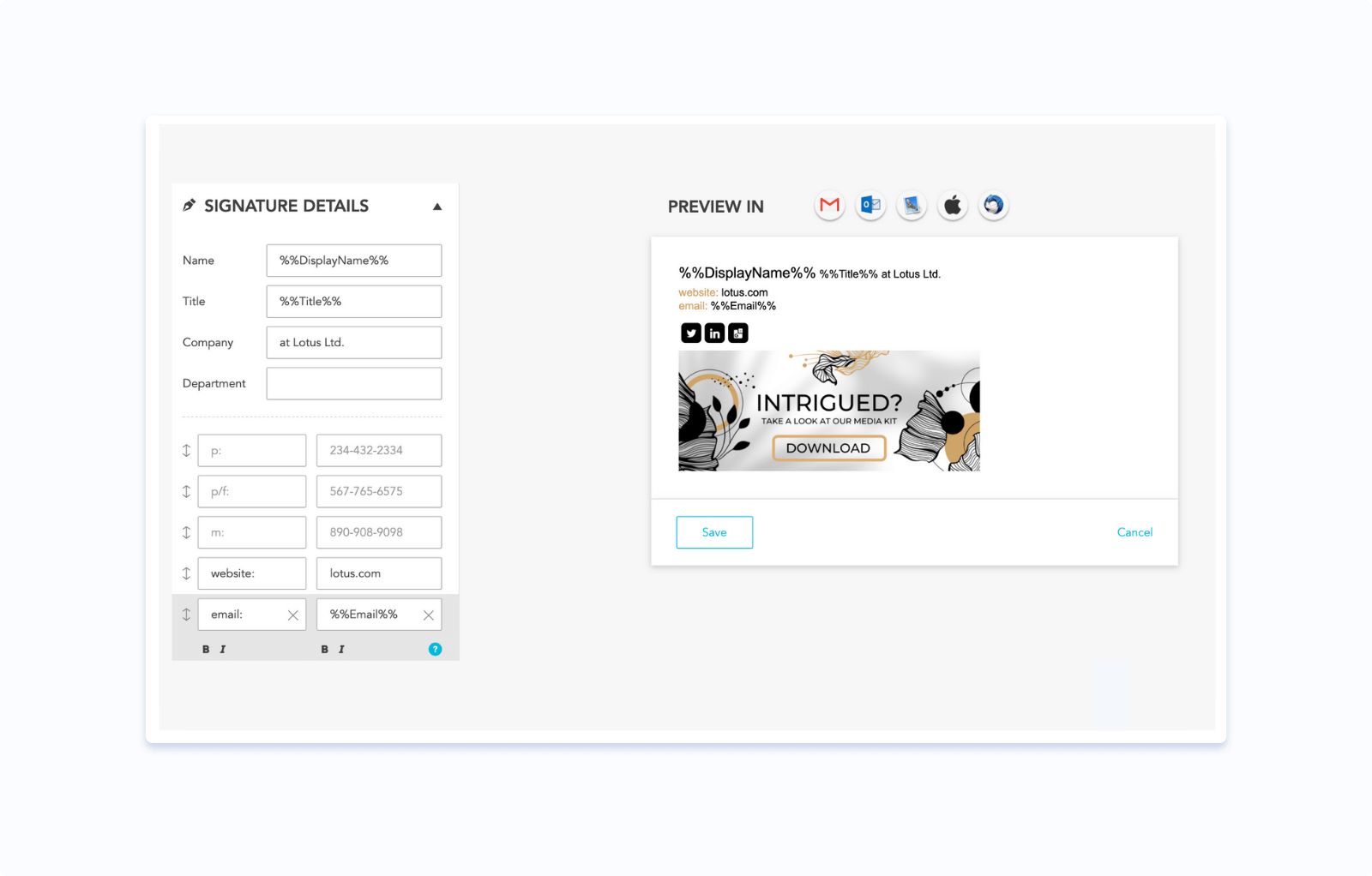 Переменные Exchange для добавления в подписи электронной почты