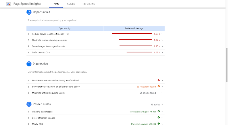 PageSpeed 洞察分析