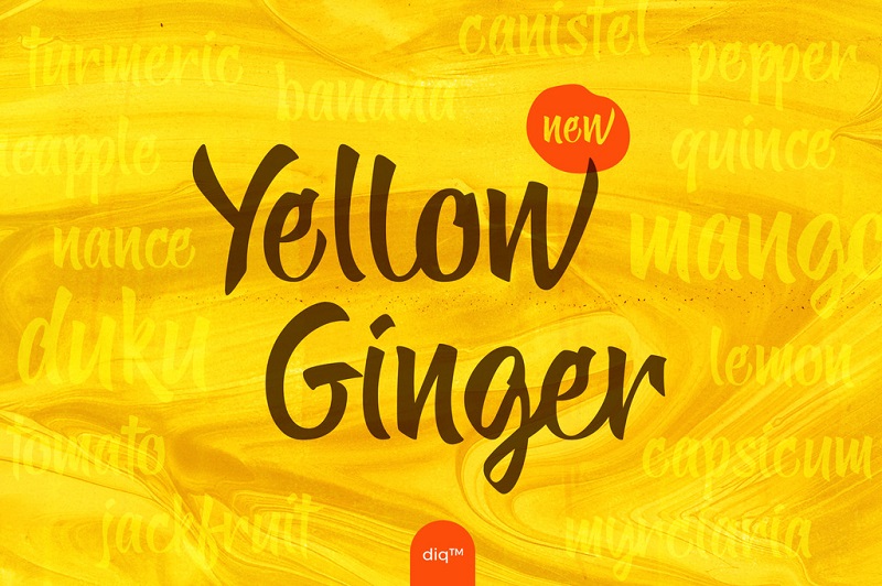 Font cu litere de mână Yellow Ginger