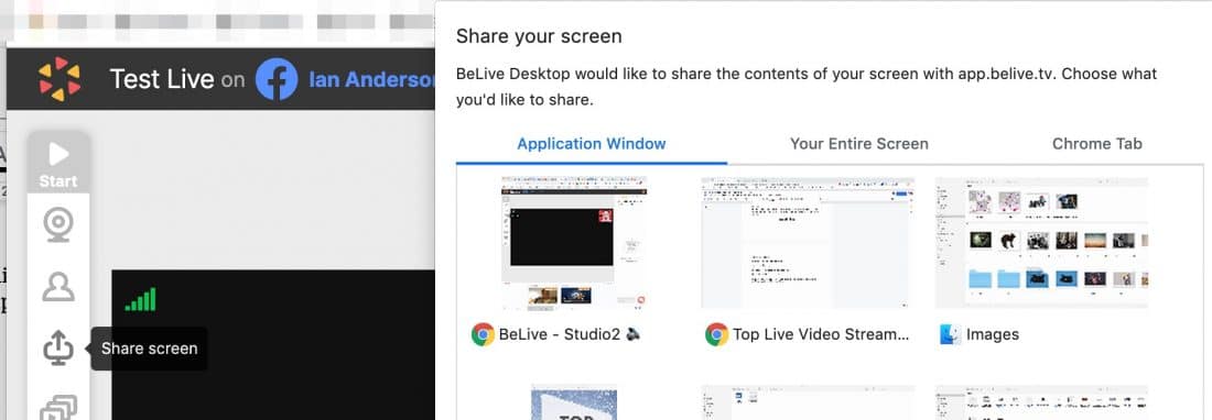 Partager votre écran dans BeLive