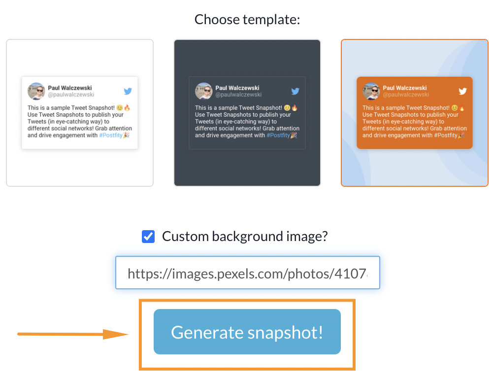 Generator Snapshot dalam aplikasi Postfity