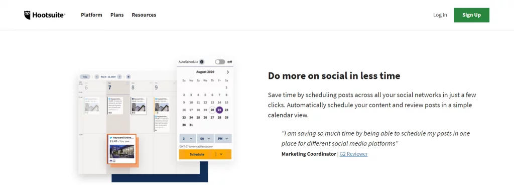 Hootsuite untuk LinkedIn: tampilan kalender