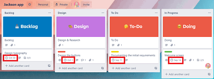 Trello 截止日期