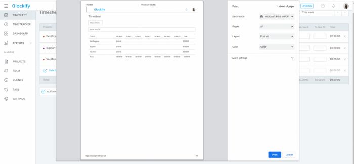 PrintTimesheet-clockify