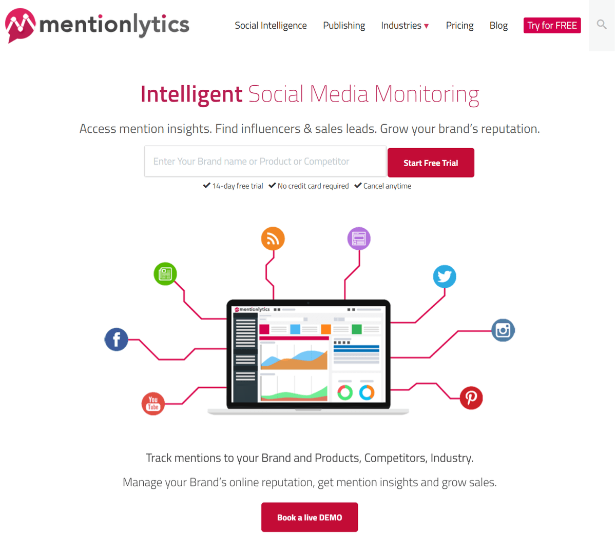 Mentionlytic 的主页截图。