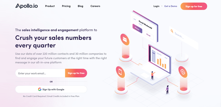 Apollo.io 主页截图。
