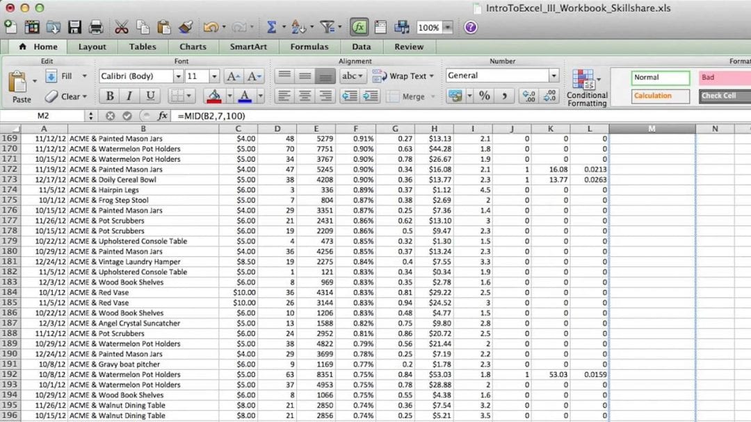 foglio di calcolo excel disordinato