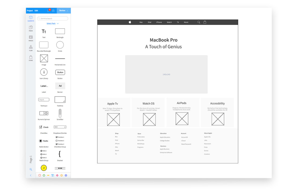 MockFlow WireframePro 中的示例線框