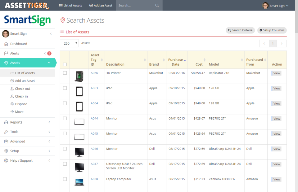 AssetTiger 中的資產利用率報告