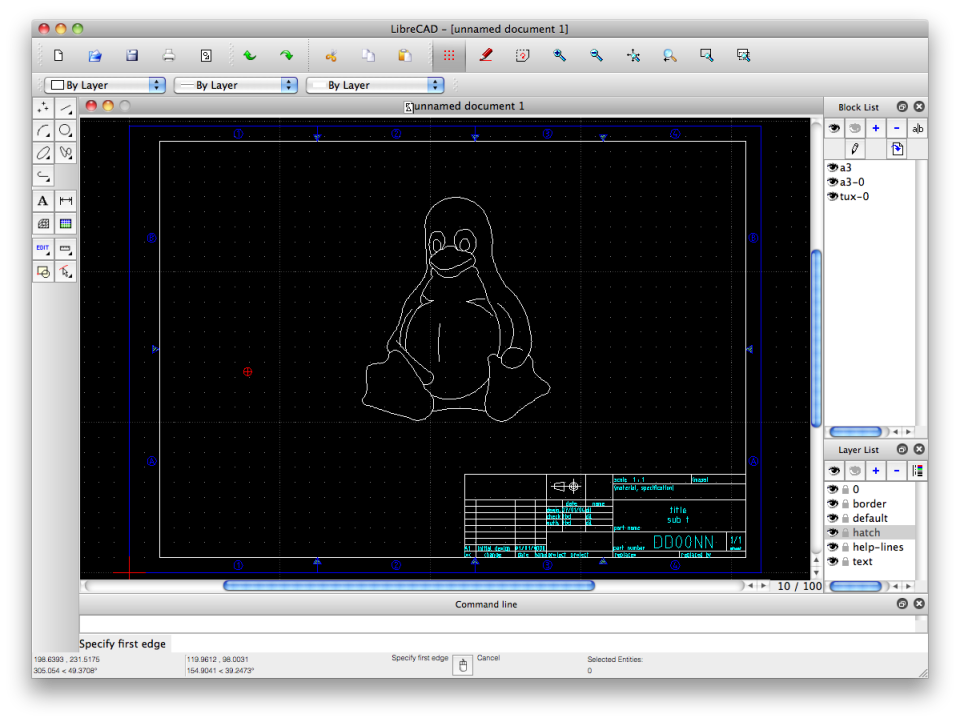 LibreCAD 2D-чертеж