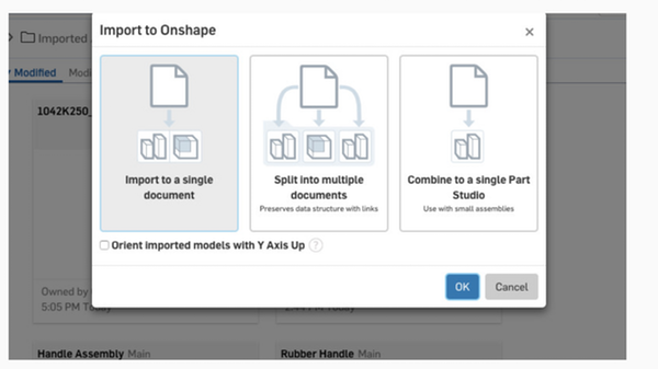 Импорт документа OnShape