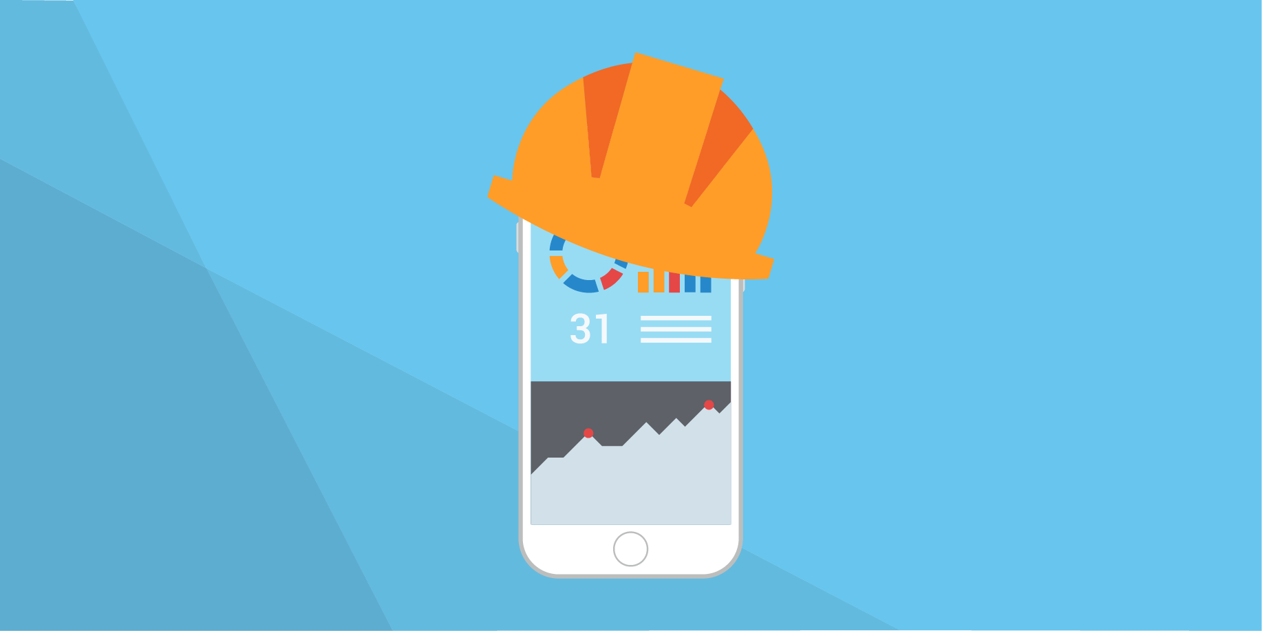 la imagen del encabezado muestra una aplicación de teléfono móvil con un casco de construcción en la parte superior.