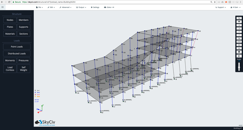 SkyCiv構造3Dでの3D構造解析