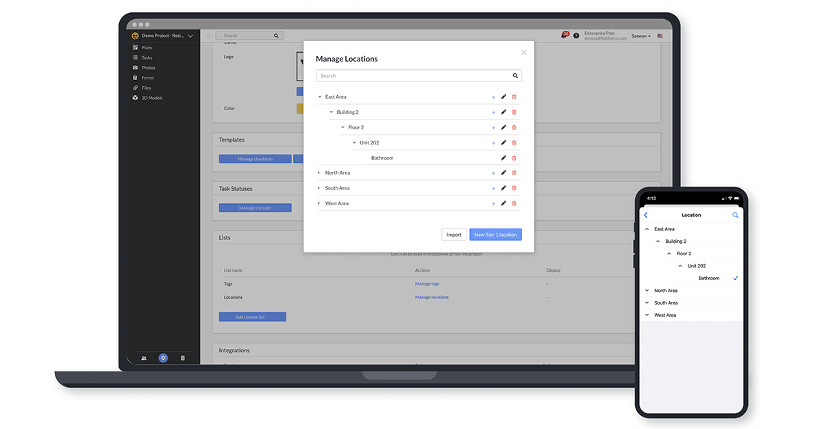 Gestione della posizione di costruzione in Fieldwire