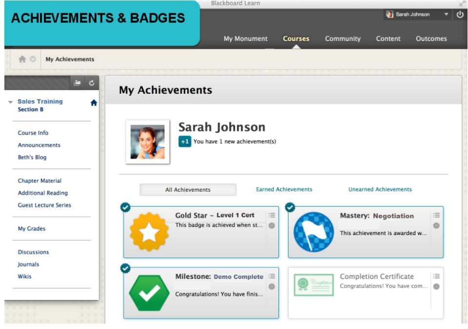 Suivi de la progression et tableau de bord dans Blackboard LMS for Business