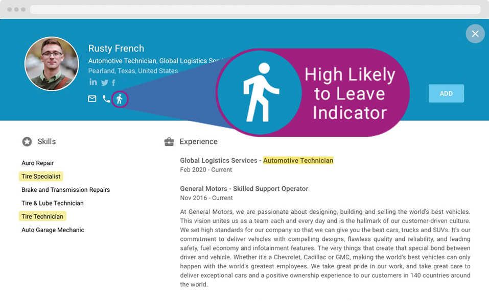 Ascendifyは、従業員のプロファイルに、離職のリスクがあるかどうかを示すインジケーターを追加します