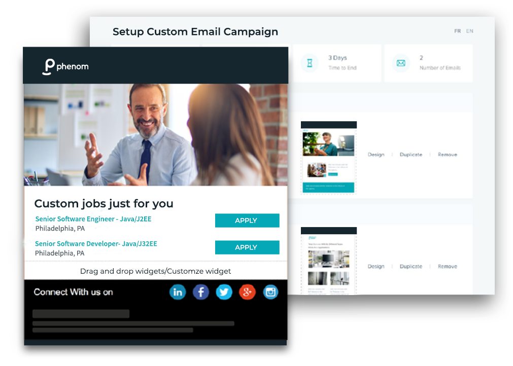 แคมเปญอีเมลสำหรับตำแหน่งที่เปิดใน Phenom