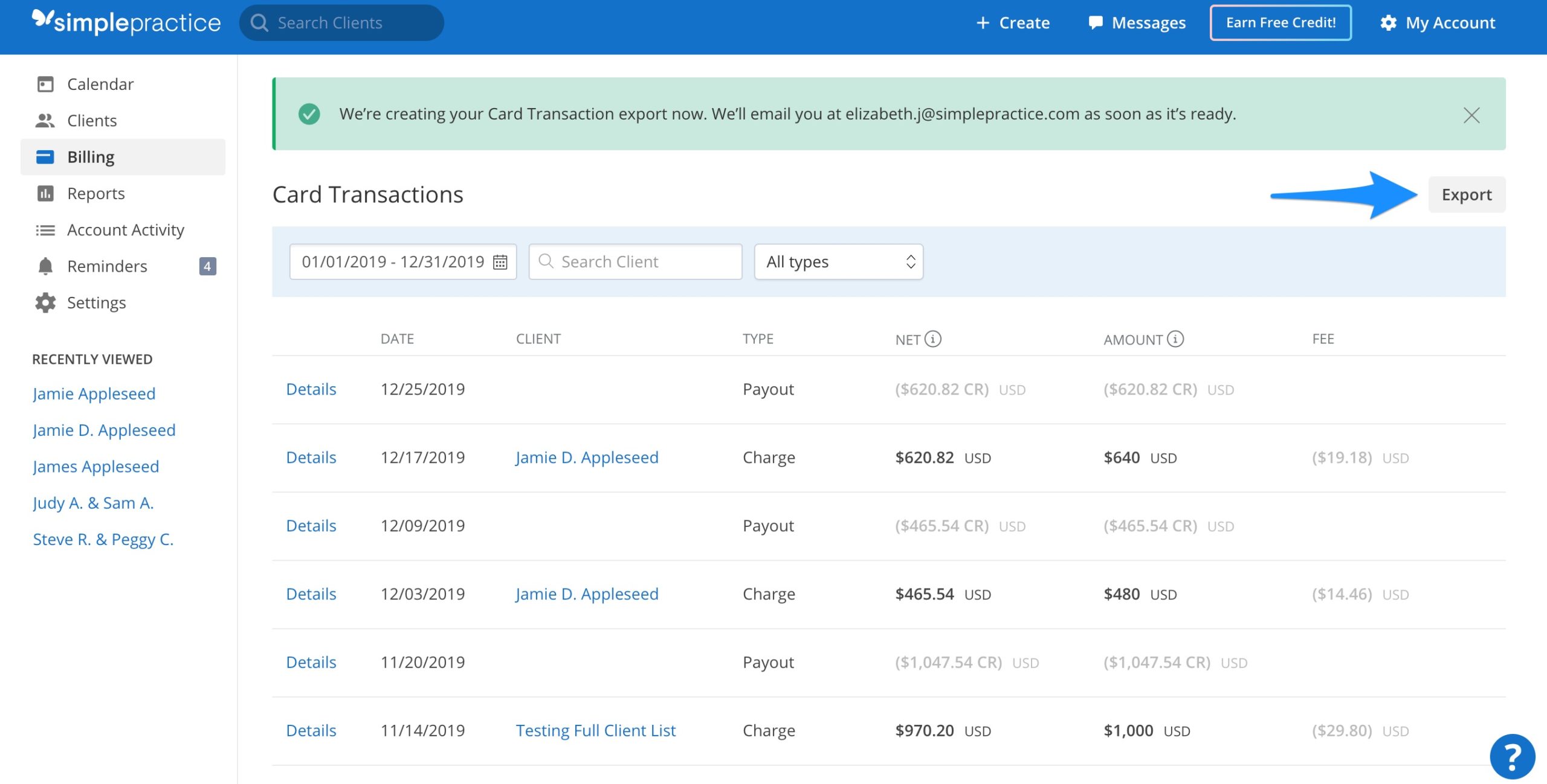 Paiement en ligne dans SimplePractice