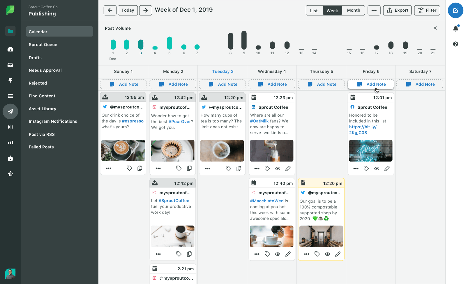 calendario de contenido en sprout social