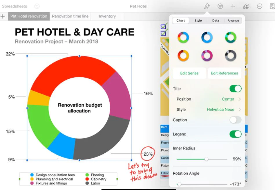 <p style="text-align: center;"><span style="font-weight: 400;">A donut chart in </span><a href="https://www.capterra.com/p/170166/Numbers/"><span style="font-weight: 400;">Numbers</span></a><span style="font-weight: 400;"> (</span><a href="https://www.capterra.com/p/170166/Numbers/"><span style="font-weight: 400;">Source</span></a><span style="font-weight: 400;">)</span></p>
