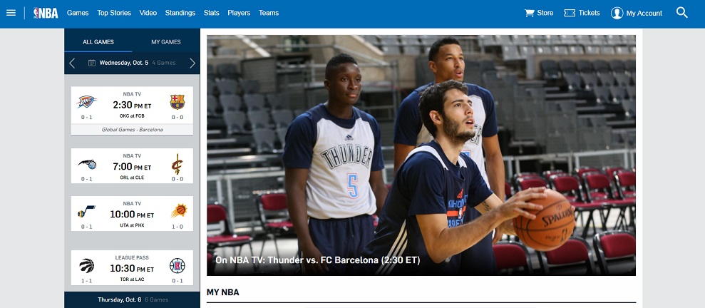 design do site nba não é impressionante